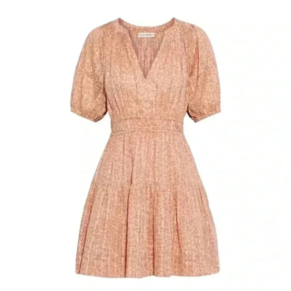 Ulla Johnson Mariana cotton Leopard Print Dress Sz 10 Summer Cocktail peach sun - Picture 1 of 9